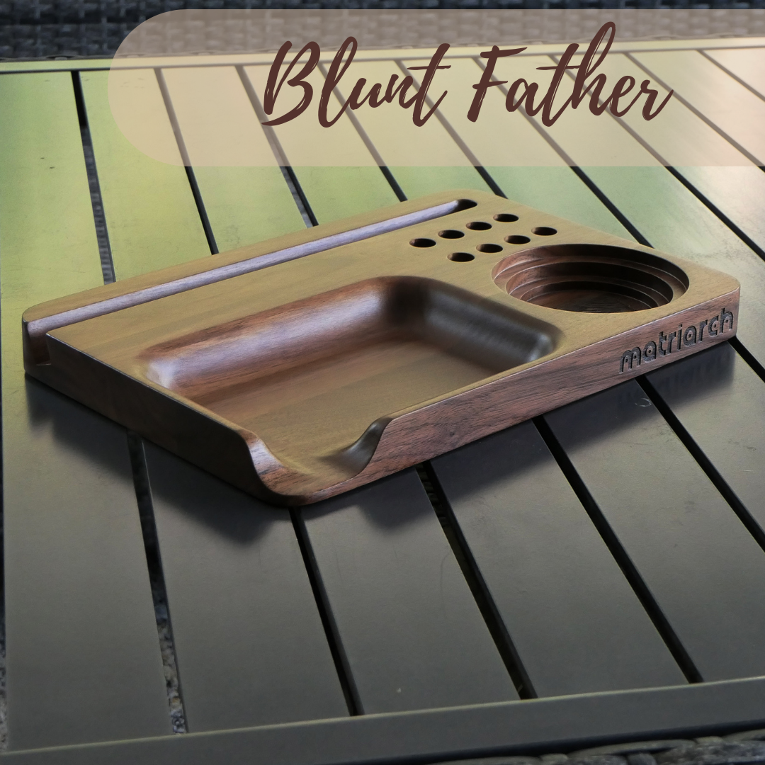 Blunt Father by Matriarch l Premium Black Walnut Wooden Cigar Rolling Tray