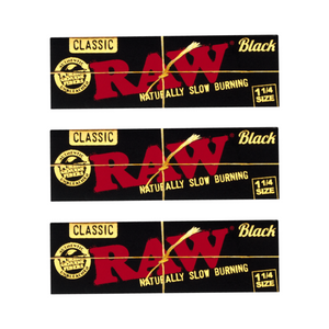 Raw 1 1/4 Inch Rolling Paper Classic Black l 3-Pack