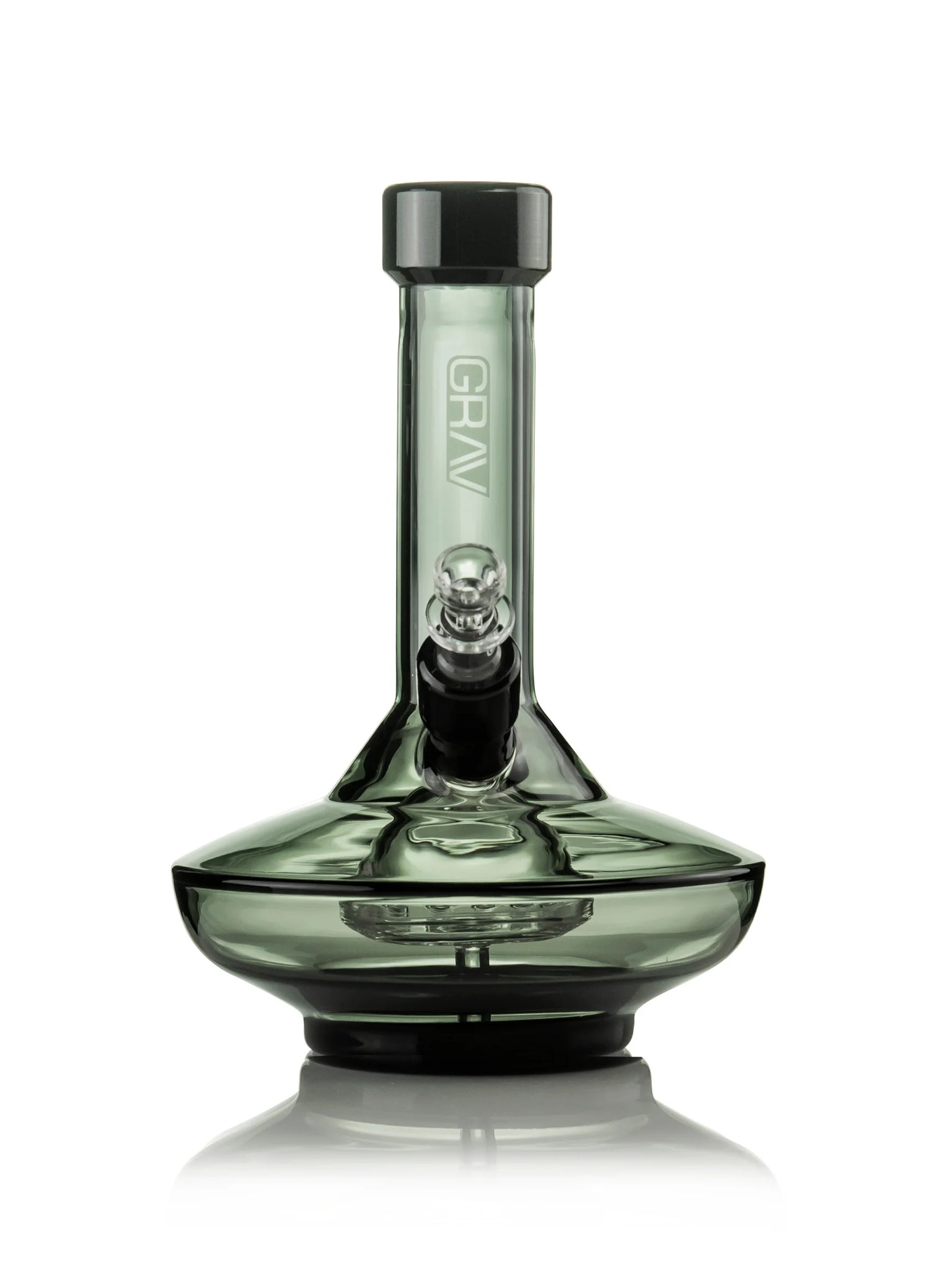 SMALL WIDE BASE WATER PIPE IN SMOKE WITH BLACK ACCENTS by GRAV®