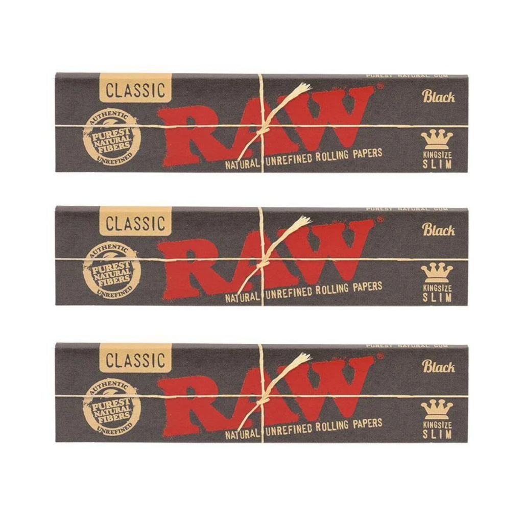 Raw King Size Rolling Paper Classic Black l 3-Pack